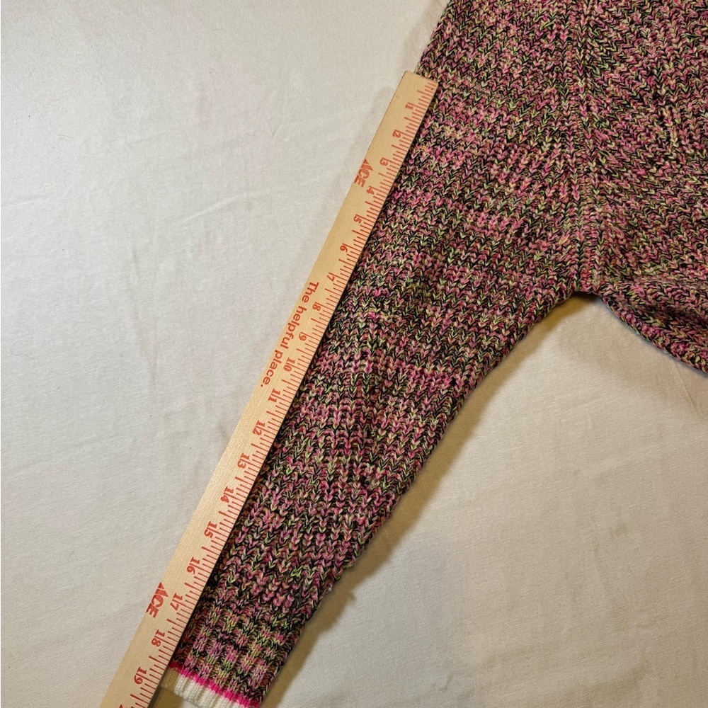John + Jenn Pink and Green Neon Chunky Knit Cropped Sweater - Picture 7 of 8